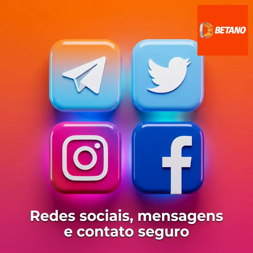 Ícones de redes sociais e mensagens com alerta de segurança para contato apenas por canais oficiais