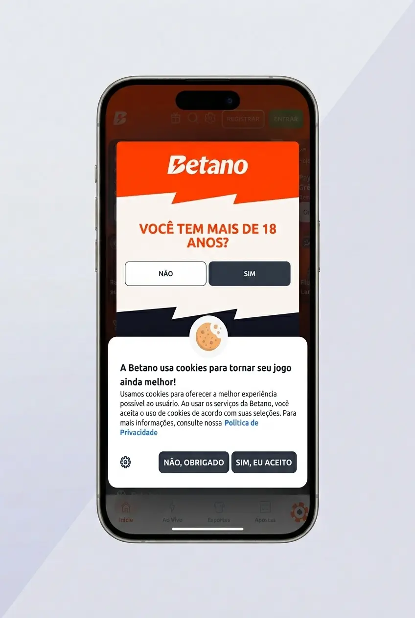 Tela do app Betano mostrando cadastro rápido com CPF, dados pessoais, moeda BRL e depósito via Pix