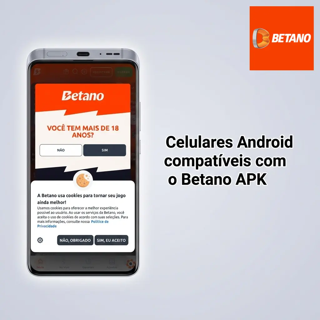 Celulares Android compatíveis com Betano APK, incluindo Samsung Galaxy, Motorola Moto G, Xiaomi Redmi e ASUS Zenfone