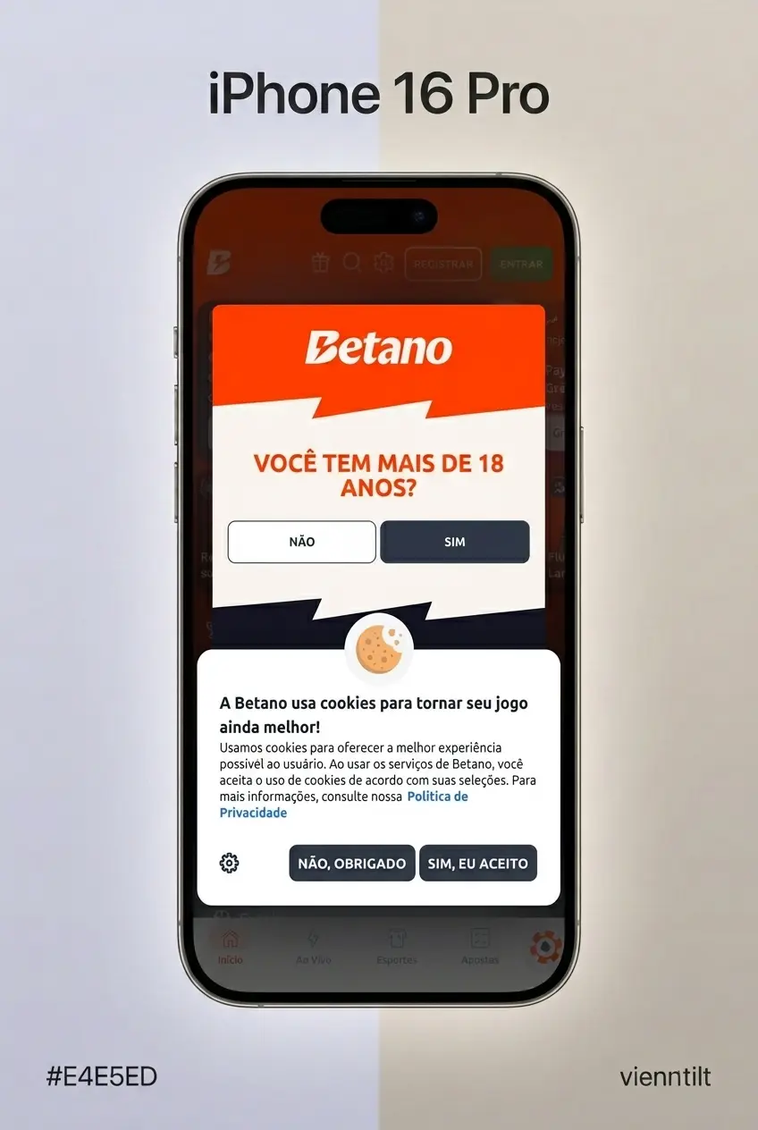 Tela do app Betano no celular com botão Entrar para acessar a conta em poucos passos