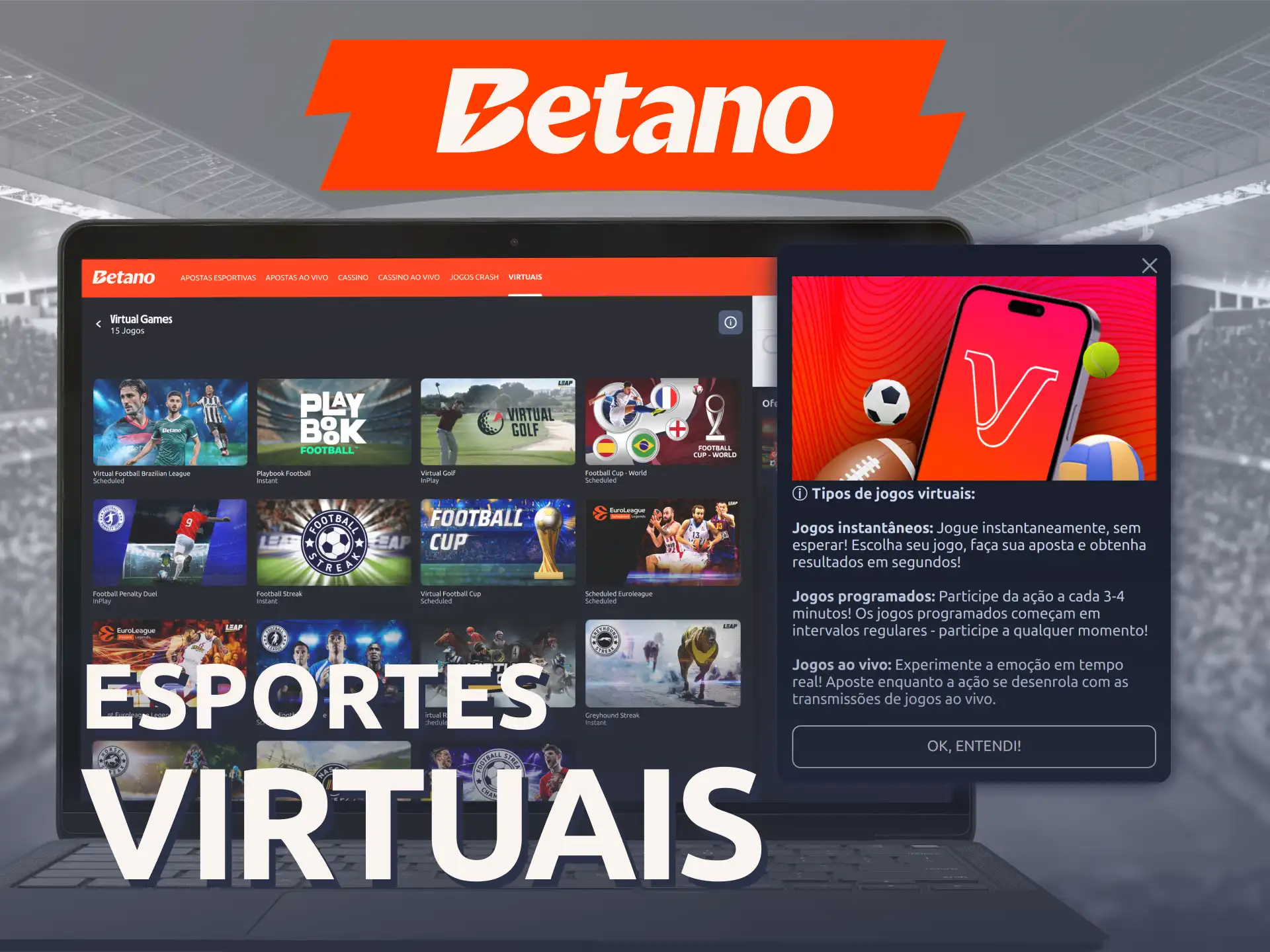 Acompanhe partidas simuladas jogando na seção de esportes virtuais Betano.