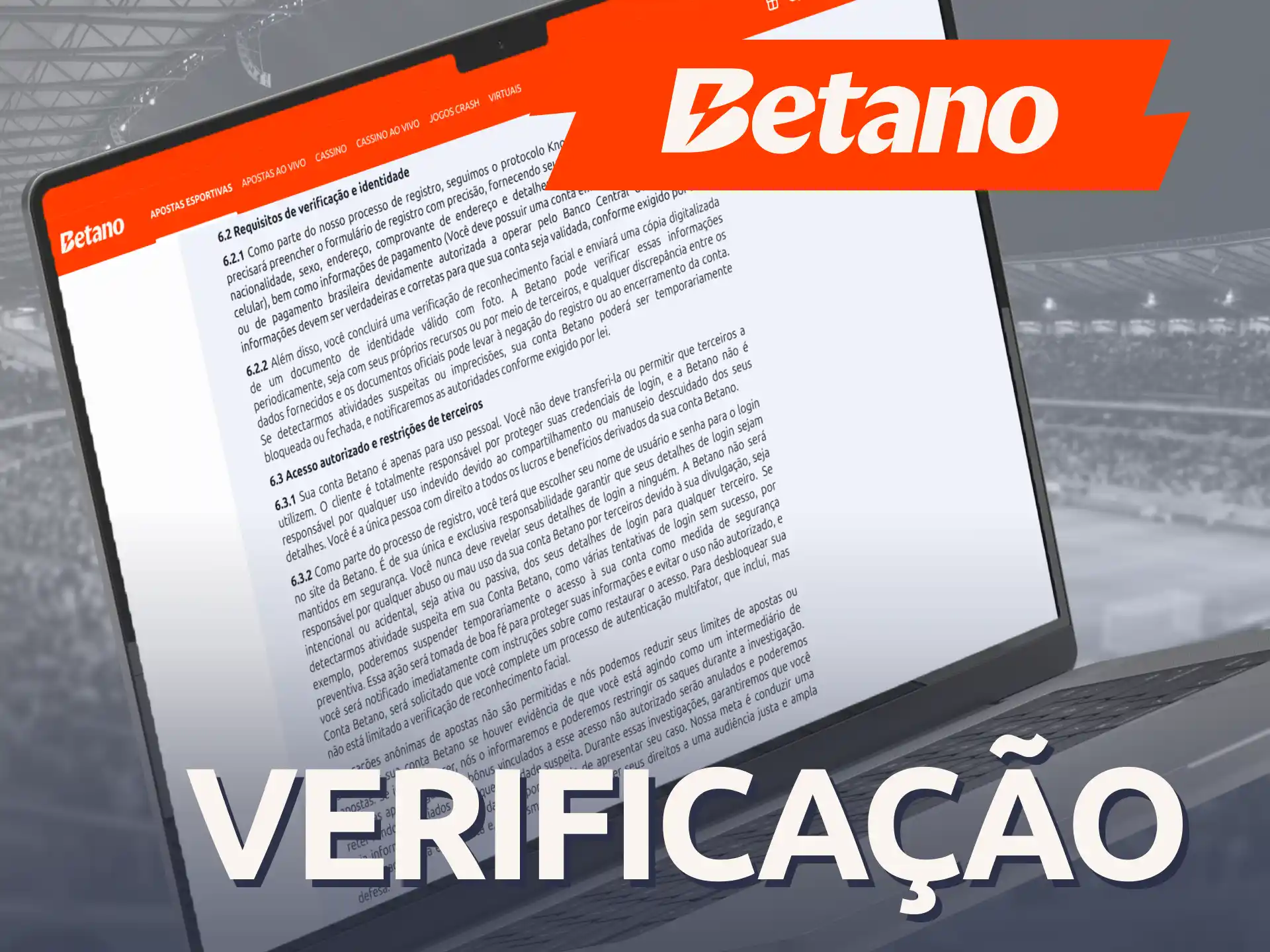 Envie os seus documentos necessários para a verificação de conta Betano.