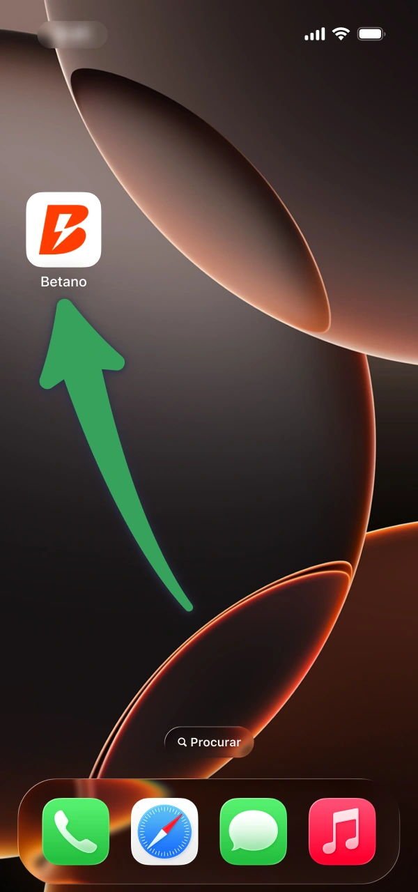 Toque no botão de acesso após baixar Betano iOS no iPhone.