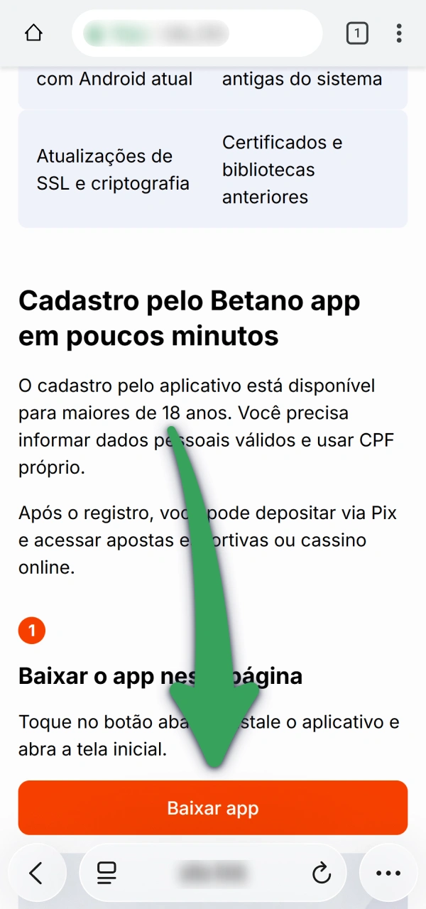 Instale o arquivo móvel para iniciar o cadastro pelo Betano app.