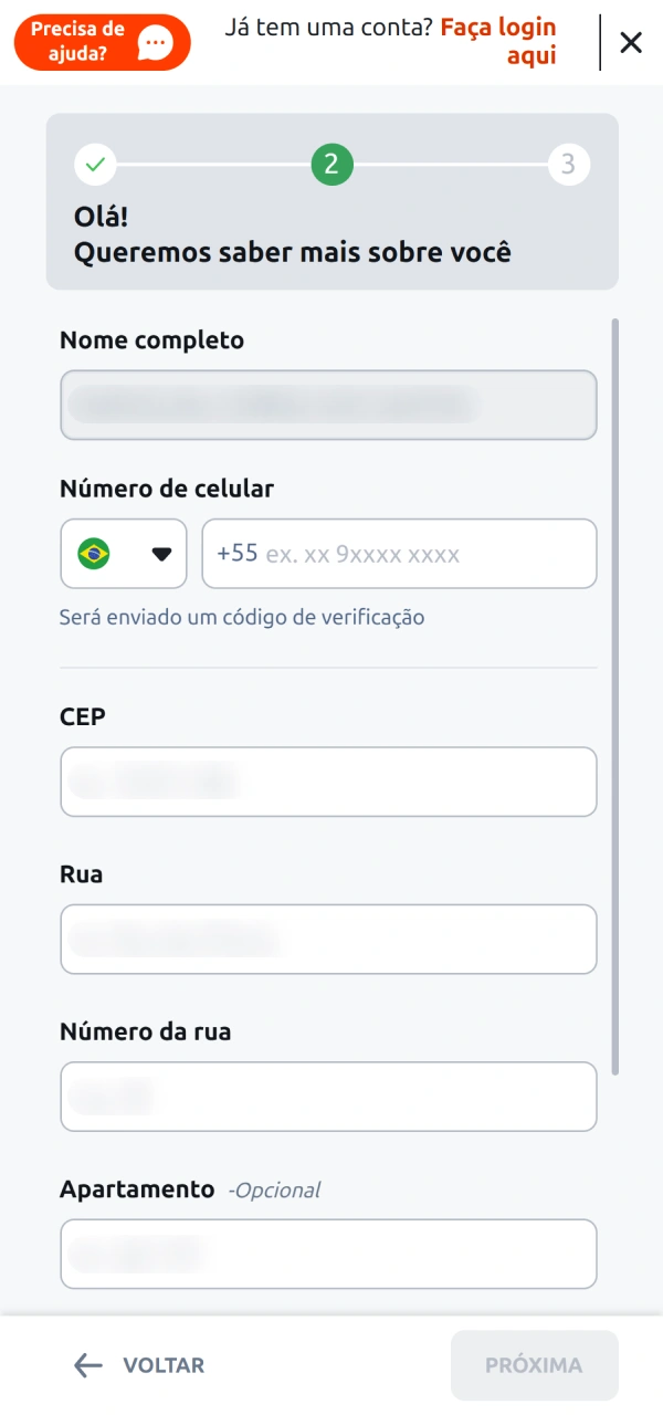Escolha o saldo em Real ao fazer o cadastro pelo Betano app.