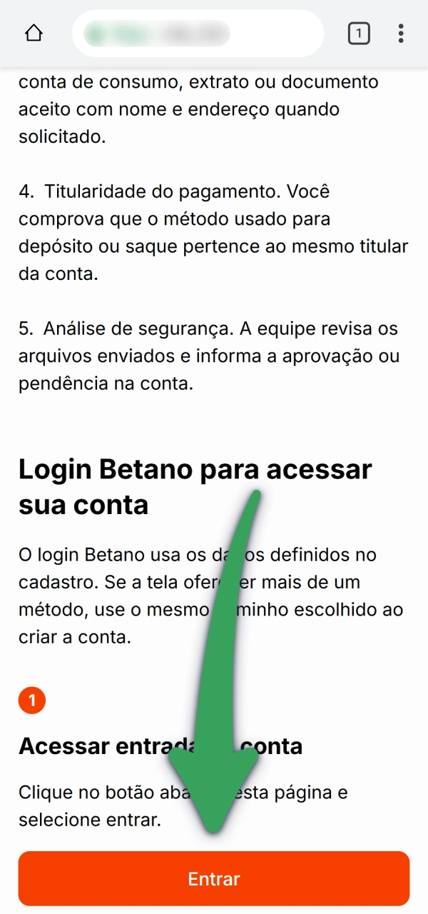 Clique no botão superior de login Betano para acessar sua conta.