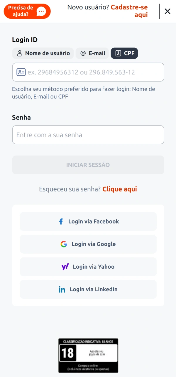 Digite o seu nome de usuário no login Betano para acessar sua conta.